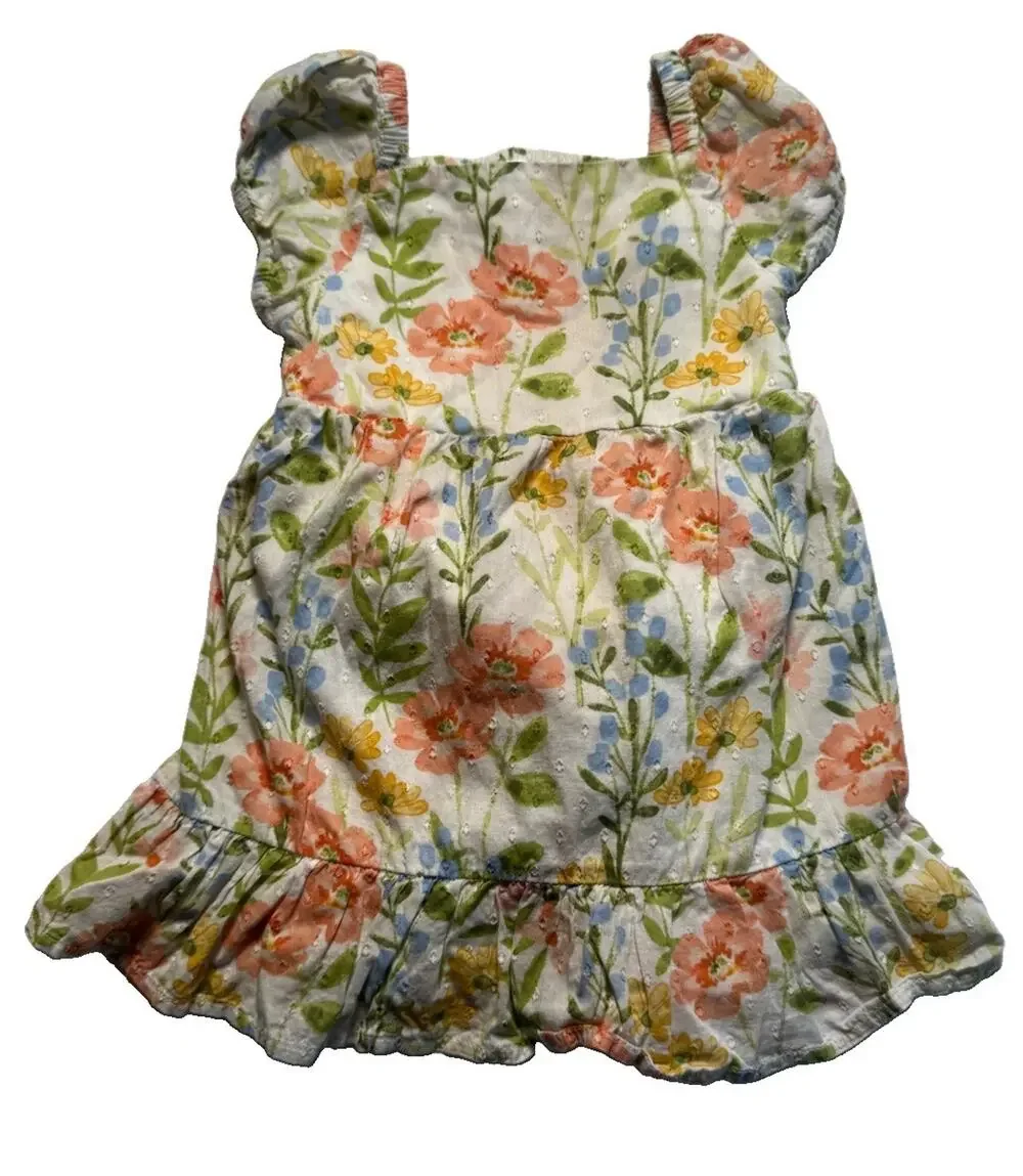 Gymboree 2T Floral Dress Bloomer Set Girls Puff Sleeve Ruffle Hem Spring Easter